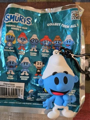 Smurfs NEW * Jokey Smurf * Blind Bag Cartoon Key Chain Monogram