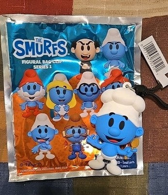 Smurfs NEW *Chef Smurf * Blind Bag Cartoon Key Chain Monogram