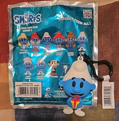 Smurfs NEW * Jokey Smurf CHASE* Blind Bag Cartoon Key Chain Monogram