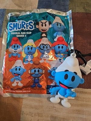 Smurfs NEW * Jokey Smurf * Blind Bag Cartoon Key Chain Monogram