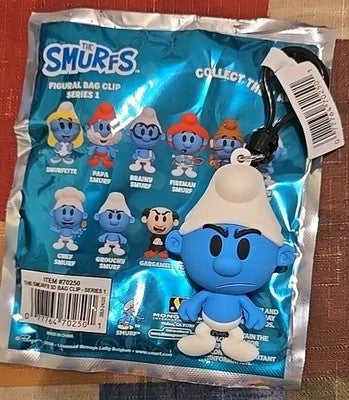 Smurfs NEW *Grouchy Smurf * Blind Bag Cartoon Key Chain Monogram