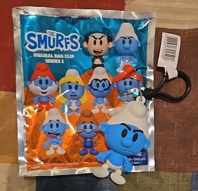 Smurfs NEW *Grouchy Smurf * Blind Bag Cartoon Key Chain Monogram
