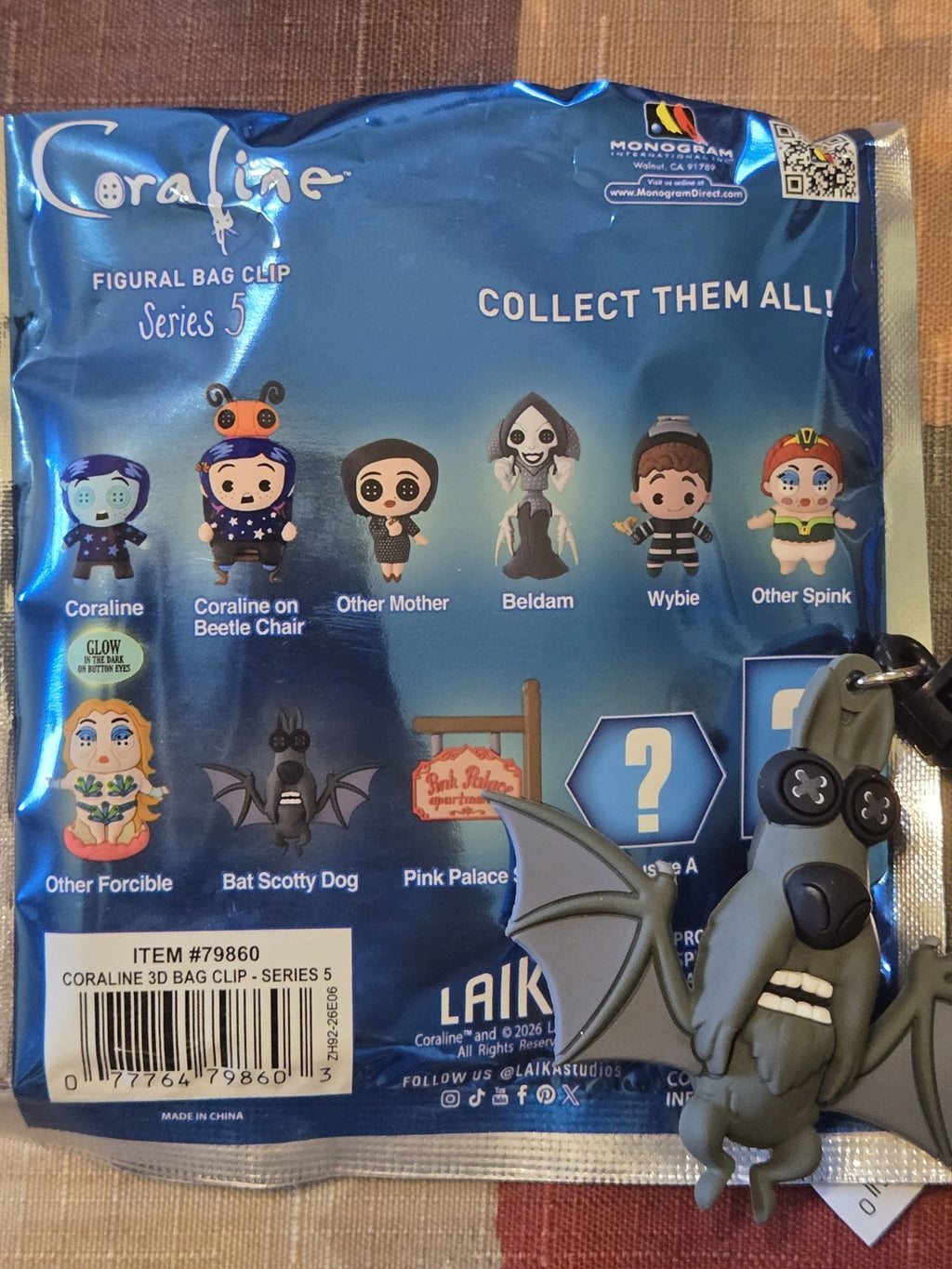 Coraline Series 5 Figural Blind Bag Clip Bat Scotty Dog