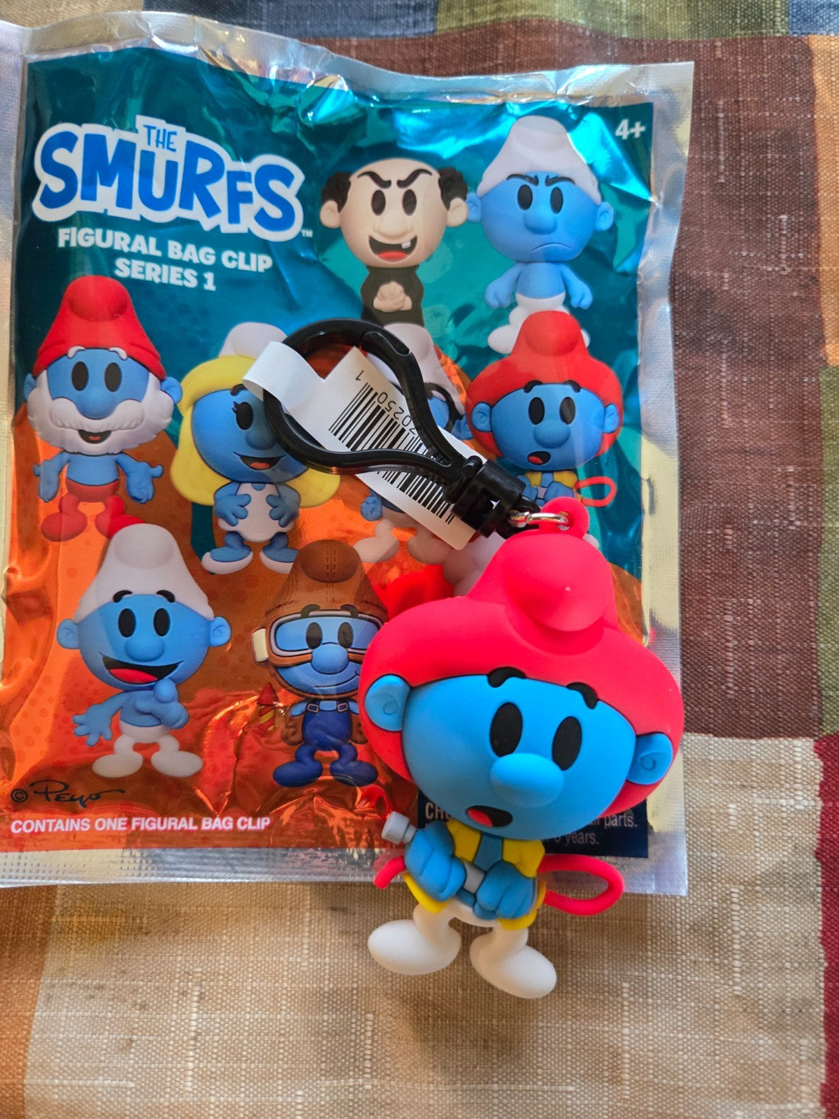 Smurfs NEW * Fireman Smurf Clip * Blind Bag Cartoon Key Chain Monogram