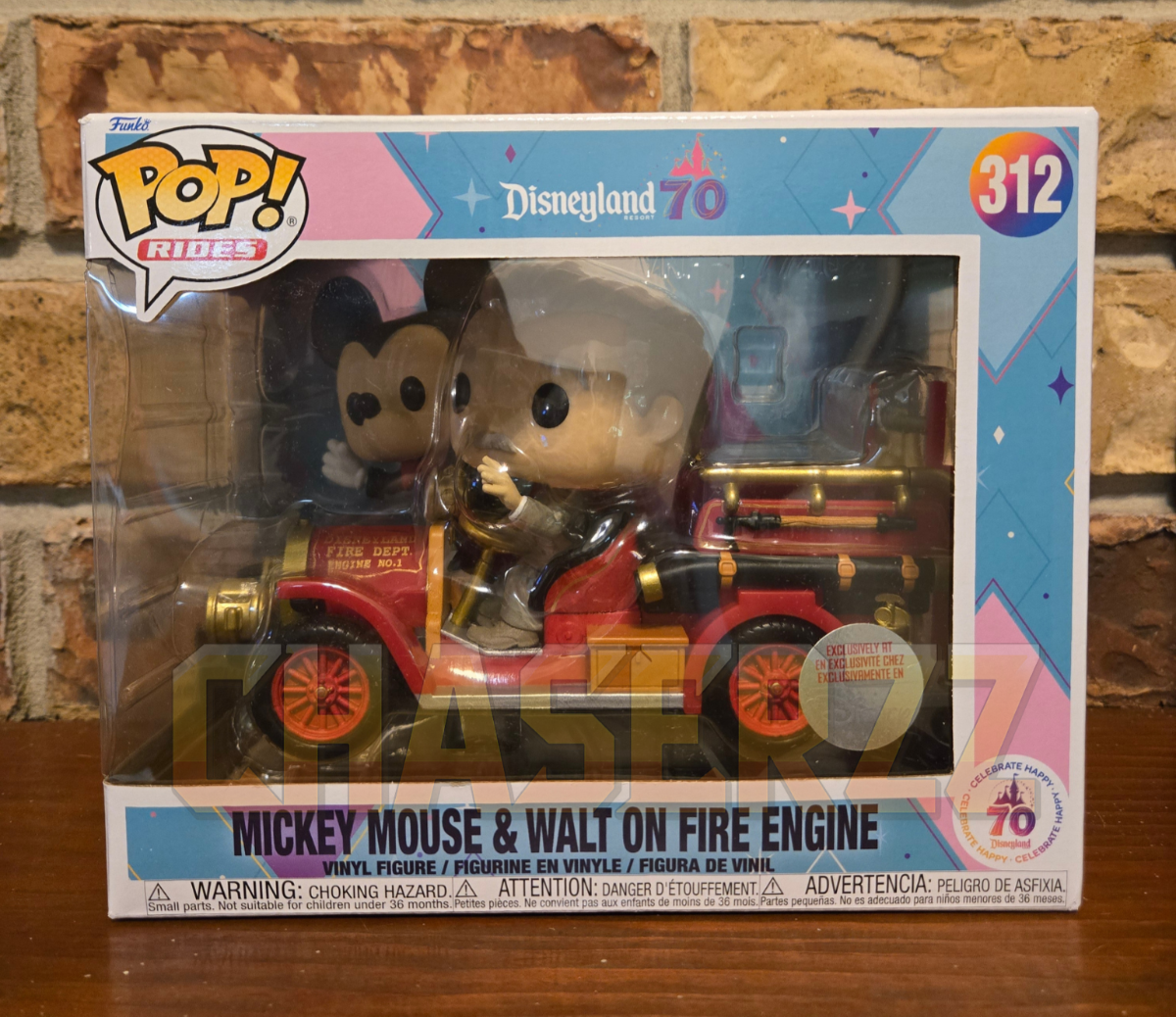 Disneyland 70th Funko Pop Mickey Mouse & Walt on Fire Engine Exclusive #312