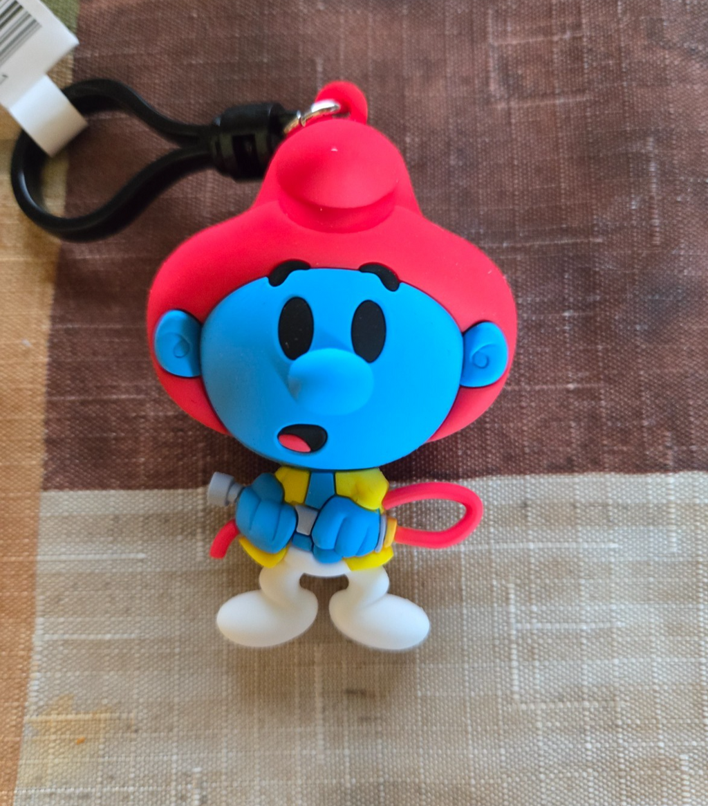 Smurfs NEW * Fireman Smurf Clip * Blind Bag Cartoon Key Chain Monogram