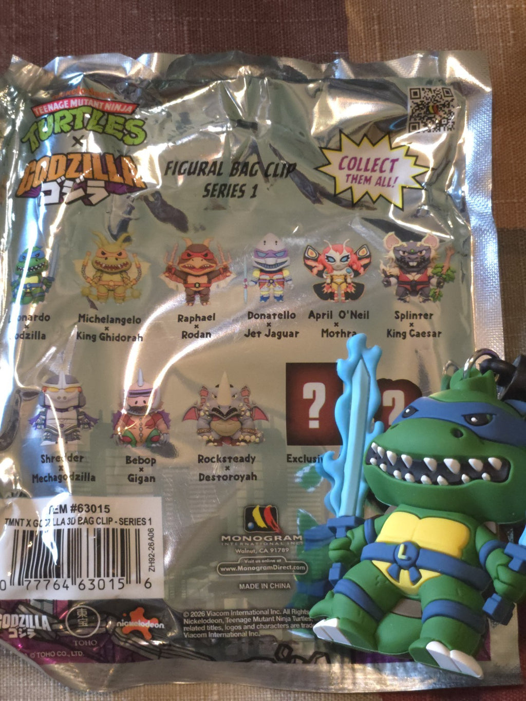 Godzilla x TMNT 3D Figural Blind Bag Clip Leonardo X Godzilla